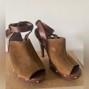 Tory Burch suede ankle tie platform heels